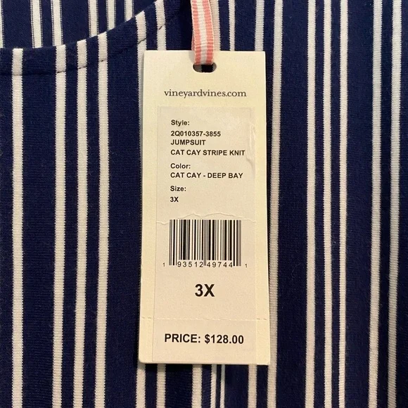 Vineyard Vines Cat Cay Striped Knit Jumpsuit Size 3X NWT - Picture 9 of 10